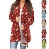 Рождественская женская мода Повседневная куртка-кардиган с длинным рукавом с принтом