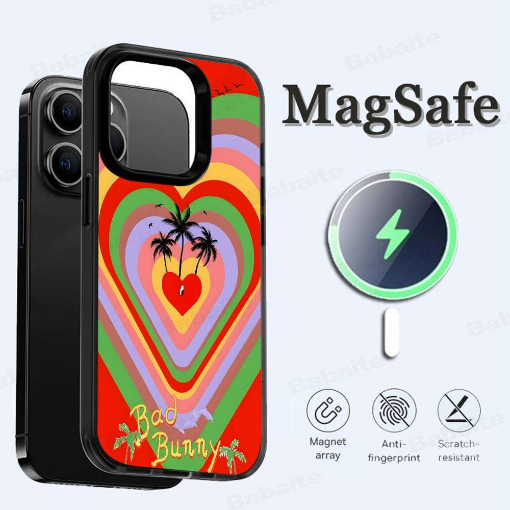 Bad B-Bunny Rapper Phone Case Phone Case For iPhone 16 14 13 12 11 15 Pro Max For Magsafe Magnetic Wireless Charging Cover