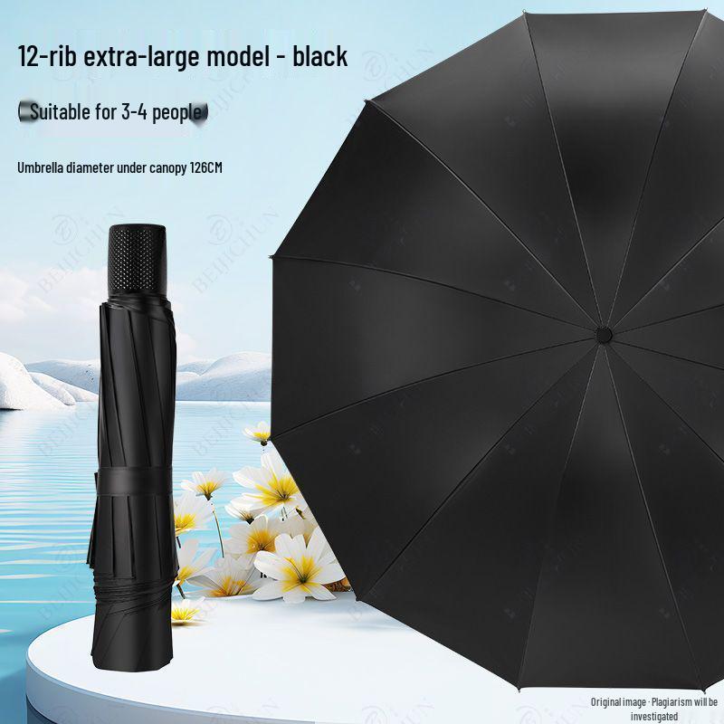 Очень большой, толстый, усиленный ветрозащитный зонт с длинной ручкой и стильным принтом логотипа