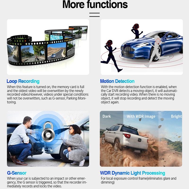 E-ACE Auto Black Box Car Dvr Streaming Media Mirror Dash Camera 10 Inch FHD 1080P Video Recorder Support 1080P Rearview Camera