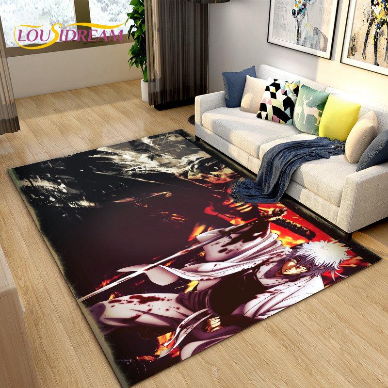 Гинтоки Кагура Гинтама Аниме Ковер, Ковер для гостиной, спальни, дивана, придверный коврик, украшение, детский игровой нескользящий коврик для пола
