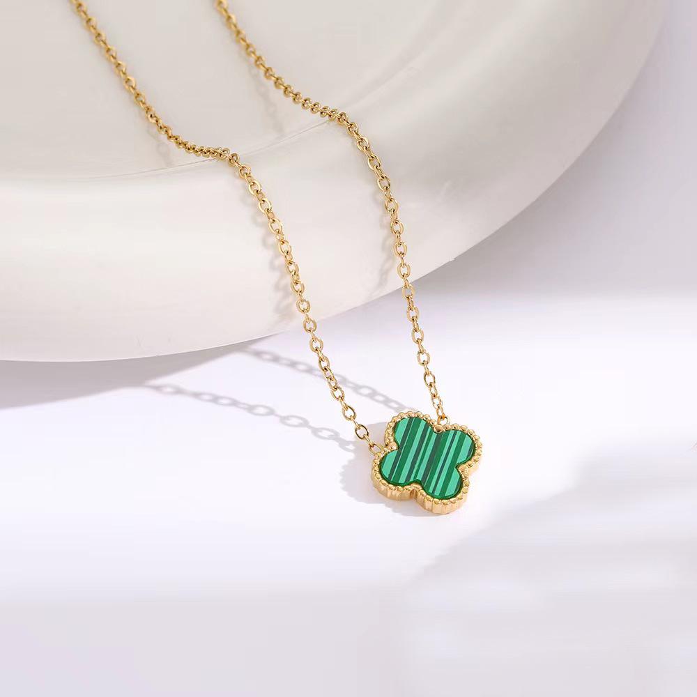 13 мм титановая сталь не теряет цвет ожерелье двухстороннее четырехлистное ожерелье клевера высококачественная роскошная женская подвеска ювелирные изделия