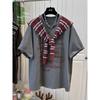 Plus-Size 150kg American-Style Brushed Thickened Letter-Print Shawl Short-Sleeve T-Shirt for Women, New Spring and Autumn Slimming Top