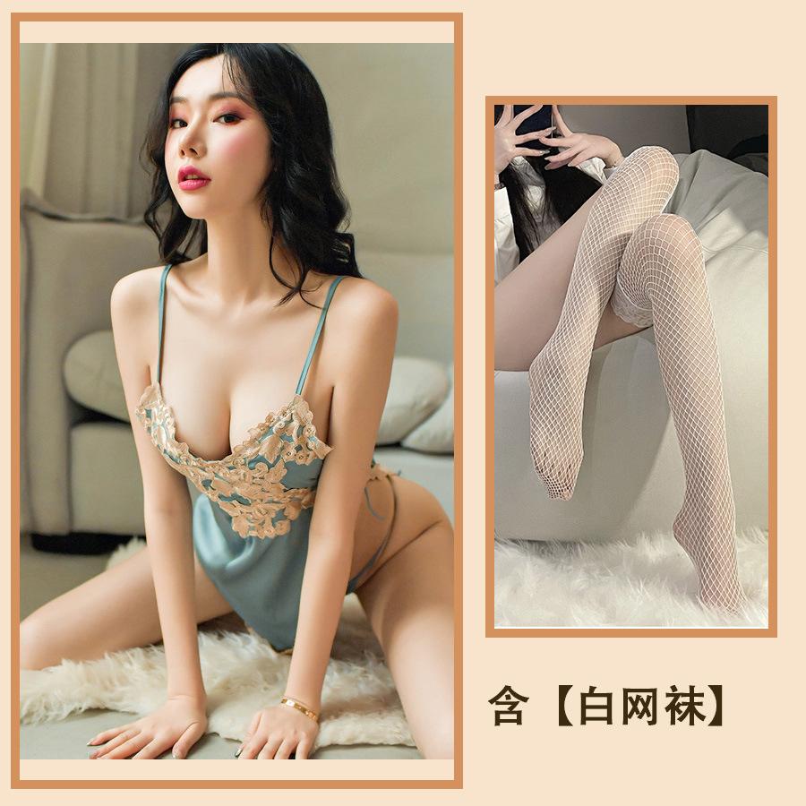 Секс одежда подтяжки ночная рубашка сексуальный кружево французский тело скульптура ледяной шелк пижама униформа полая соблазн