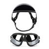 Pet Safety Helmet and Goggles Set with Breathable Lining Impacts Resistant Frame Travel Gear for Large Breeds Riding