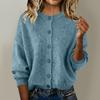 Autumn and winter women's knitted round neck long-sleeved solid color casual fashion knitted cardigan