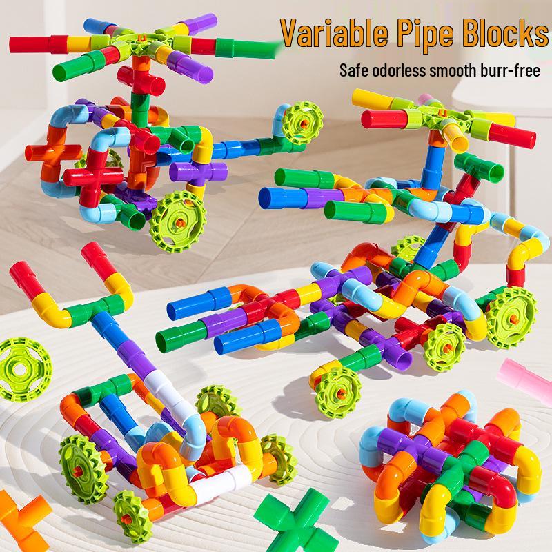 Interlocking Water Pipe Building Blocks: Early Education Puzzle Toys for Kids