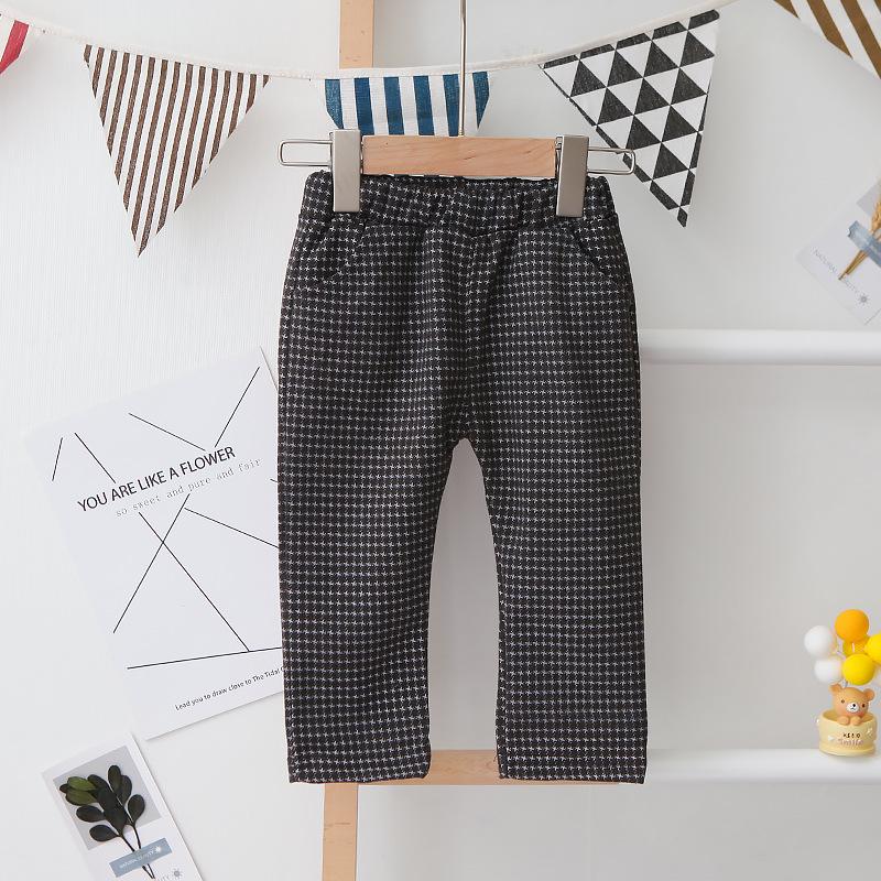 Весенне-осенний костюм для малыша в гусиную лапку 2024: Жилет, рубашка с длинным рукавом и брюки