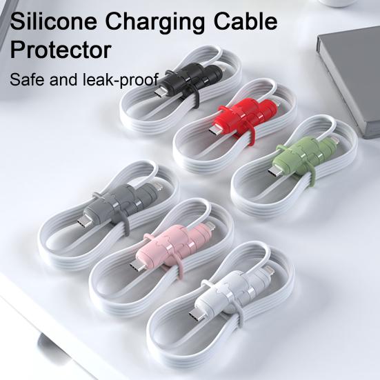 2Pcs Silicone Charging Cable Protective Case Anti-break Data Line Cord Protector Winder Cover Sleeve Cable Wrap for iPhone for Android for Type-C