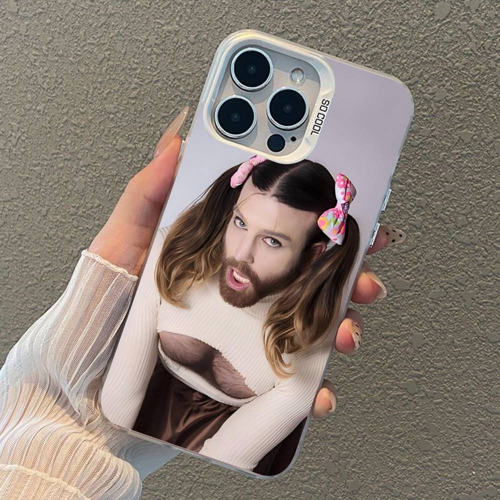 Шуточный Чехол для Телефона с Бородатым Мужчиной и Нарядом Лоли для iPhone 17 16 15 14 13 12 11 XS XR X Pro Max Plus Цветной Посеребренный Чехол