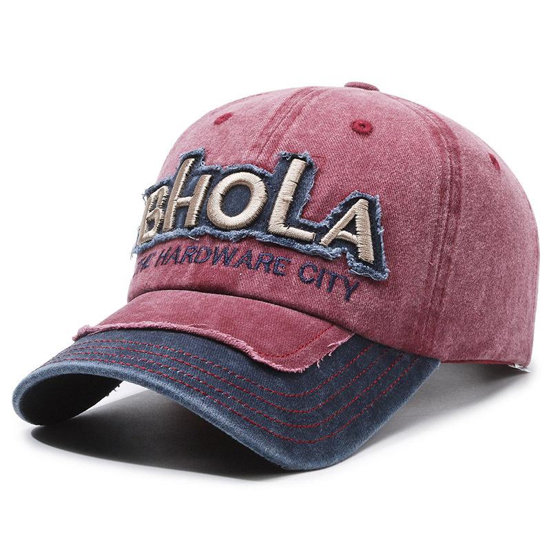 New contrasting color American retro baseball cap alphabet soft top washed old denim cap showing face small hat