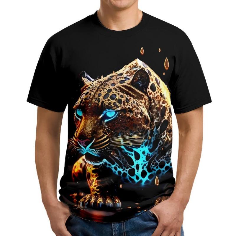 Мужские футболки с 3D-принтом льва Y2K Хип-хоп уличная одежда Летняя повседневная футболка Графический топ с животным Принты Харадзюку Мужская футболка с коротким рукавом