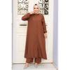 Buttoned Brown Hijab Double Suit 19017kh