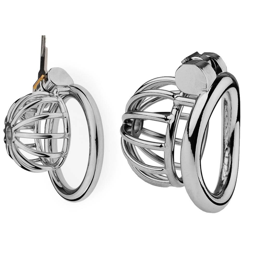Stainless Steel Chastity Cage Set with Dual Style Design Secure Locking Ring and Smooth Metal Trainer Masturbation Sex Toys