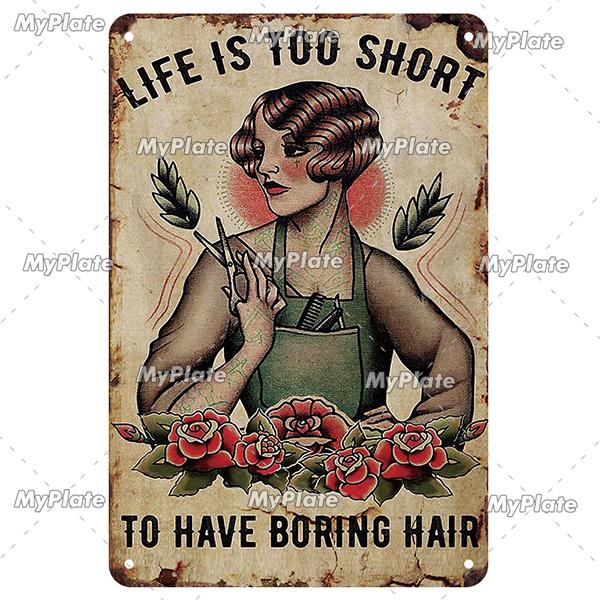 Винтажный постер парикмахерской, металлическая табличка, жестяная табличка, настенные поделки, ретро-декор для дома, украшение, подарок