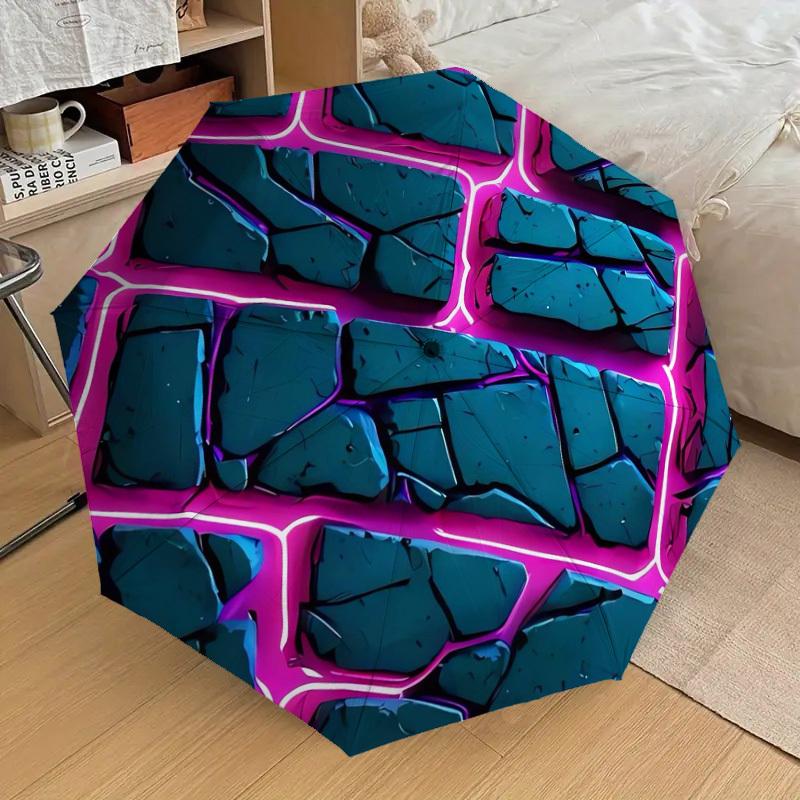 1pc Neon Brick Wall Pattern Umbrella with Plastic Handle,Suitable for All Seasons Home Travel Outdoor UmbrellaDD168