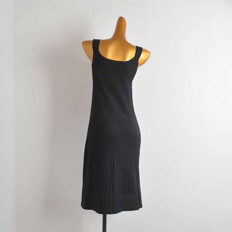 French Style Simple New Sleeveless Cami Knitted Dress Women Clothes Summer Slim Fit Slimming Sheath Skirt
