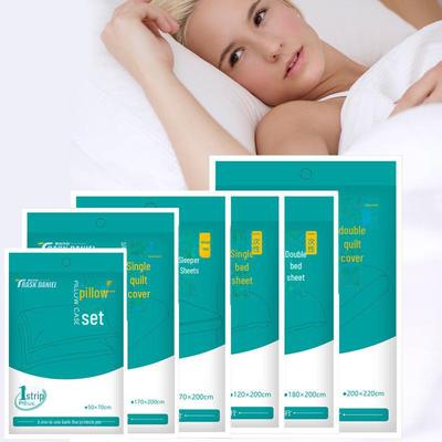 "Одноразовый дорожный и гостиничный постельный набор": Простыня, Наволочка, Пододеяльник, Спальный мешок"