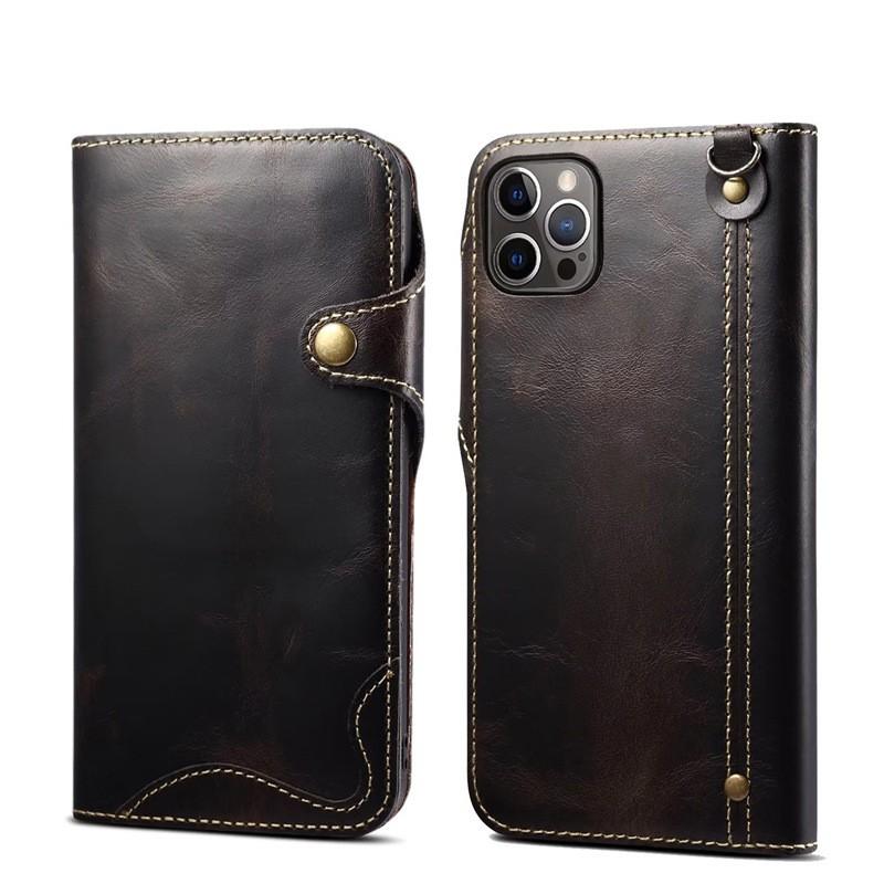 Oil Wax Leather Flip Phone Case With Card Slot IPhone 16 Pro Max 15 14 13 Business Shockproof
