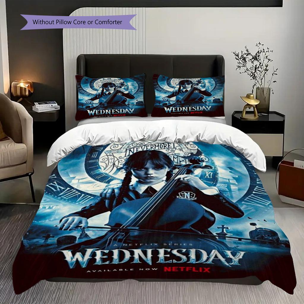 Wednesday Addams Gothic Tale Threepiece Set 1 Duvet Cover 2 Pillowcase Without Core Soft And Comfortable Duvet Cover And Pillowcase