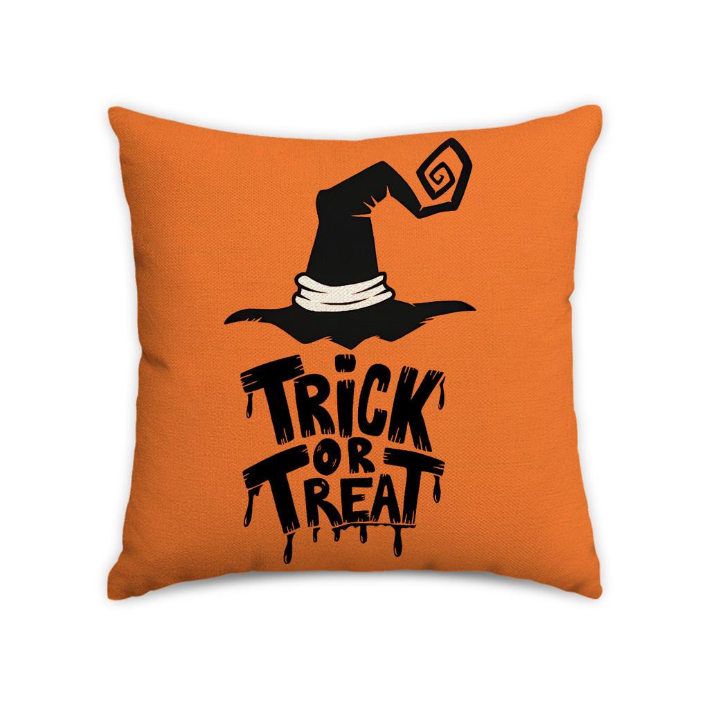 1pc Halloween Cushion Cover with Castle Web Witch Ghost Pattern Pillowcase for Festival Living Room Bedroom Decoration 45x45cm
