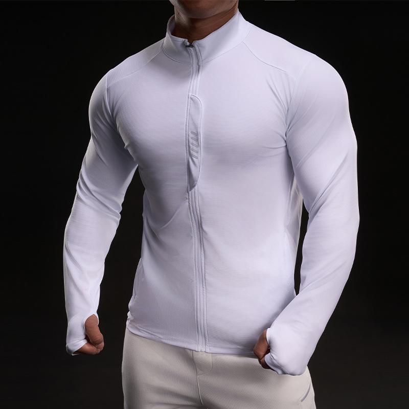 Новая быстросохнущая футболка с длинным рукавом из ледяного шелка, мужская повседневная спортивная эластичная фитнес-футболка для улицы, топ для мужчин