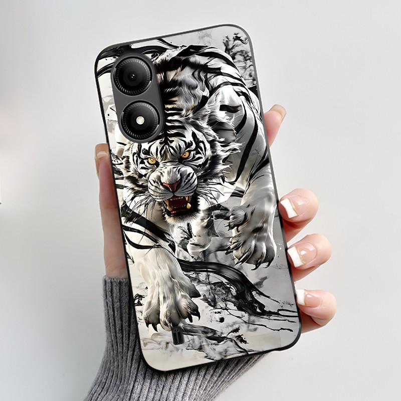 Phone Case For ZTE Blade A33s Soft Silicone Black Case Aesthetic Pattern Hidden Garden Shockproof Shell ZTE Blade A33s Casing