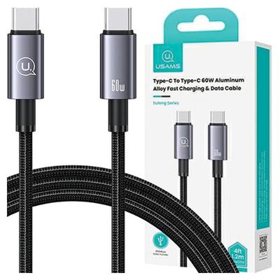 USAMS Кабель USB-C на USB-C 60 Вт 1,2 м Быстрая зарядка Стальной/Тусклый Sj661Usb01 (Us-Sj661)