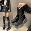 Маленькие эластичные сапоги женские осенне-зимние новые сапоги с толстой подошвой до колена водонепроницаемые высокие тонкие рыцарские сапоги