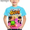 Кавайный мультяшный 2022 года Stumble Guys для мальчиков детская 3D-печать футболка с круглым вырезом короткий рукав детская одежда повседневный топ для дня рождения
