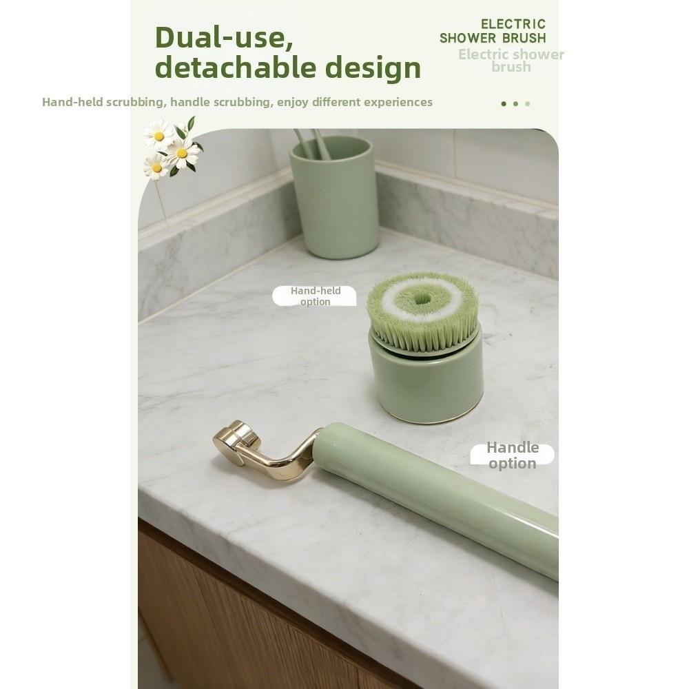 Long Handle Electric Bath Brush Portable Back Rub Bath Brush Soft Hair Bath Brush Dorm Room