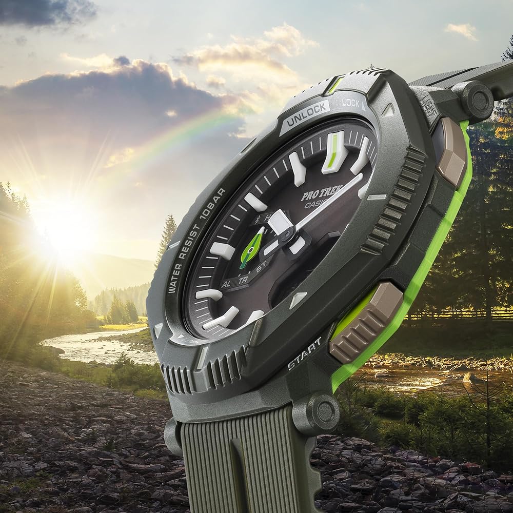 Мужские часы Casio Pro Trek Hiker Line Tough Solar PRJ-B001NJ-3JR Темно-зеленые Коллекционная модель