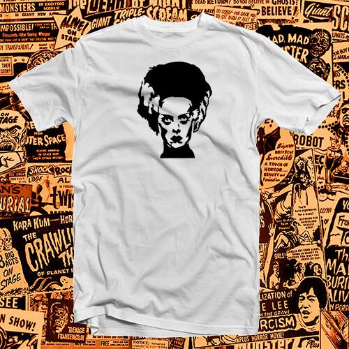 Bride of Frankenstein COTTON T-Shirt Classic Monster Movie Wolfman Dracula Unisex T-Shirt