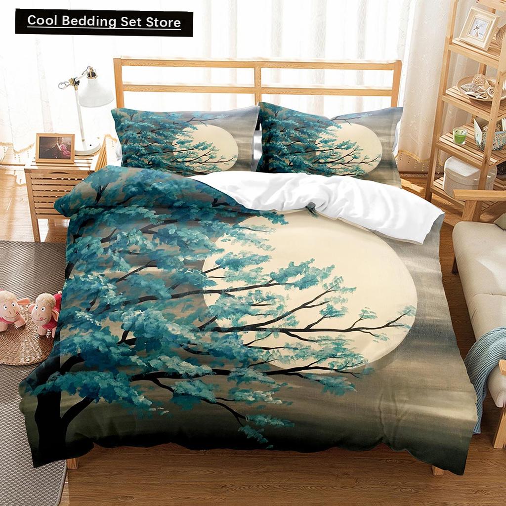 Oil Painting Landscape King Queen Duvet Cover Eiffel Tower Bedding Set Natural Scenery Quilt Cover Polyester Comforter Cover