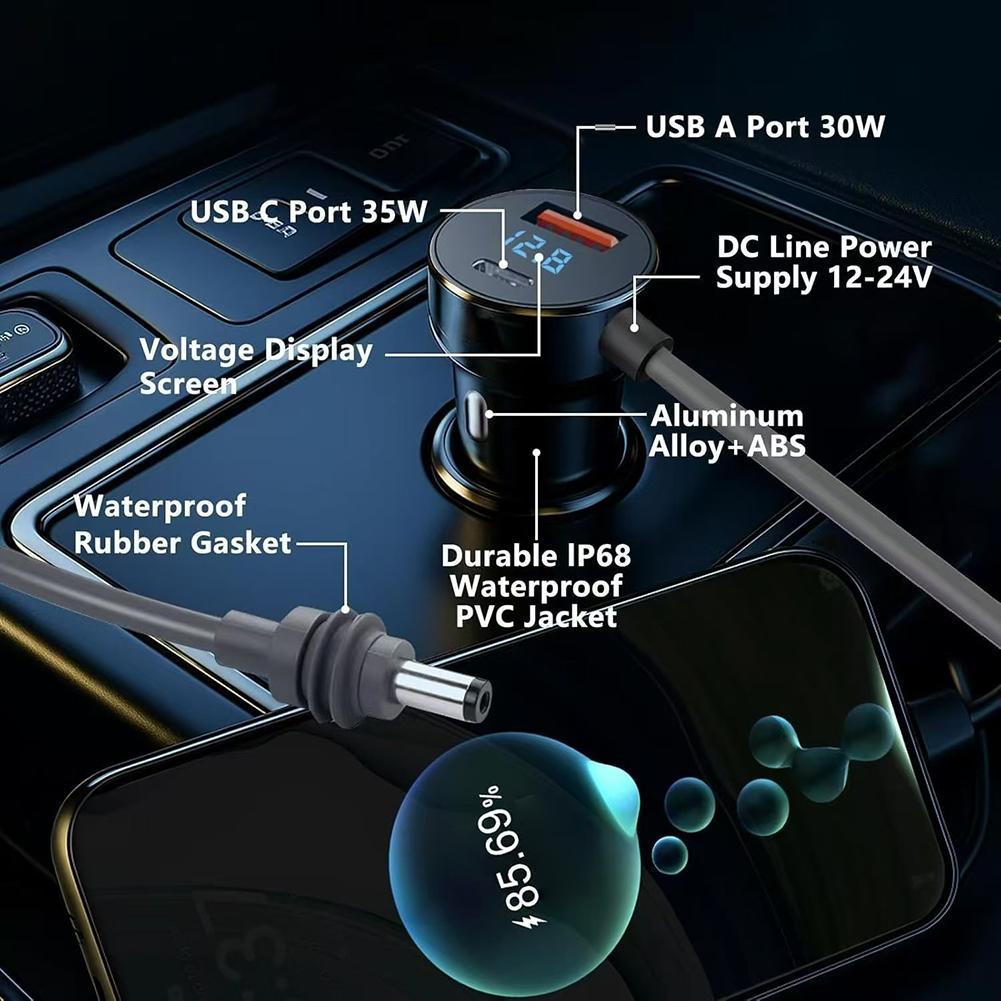 Автомобильное зарядное устройство 3-в-1 с цифровым дисплеем для Starlink-Mini, шнур питания постоянного тока с двойными USB-портами, разработанное для устройств Starlink-Mini