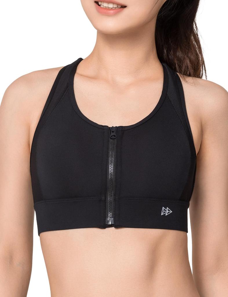 Yvette Sports and High Features a Molded Cup and Perfect for Training and Gym Size M Plus Women's Bra, High-Support, Moisture-Wicking, Front-Opening,