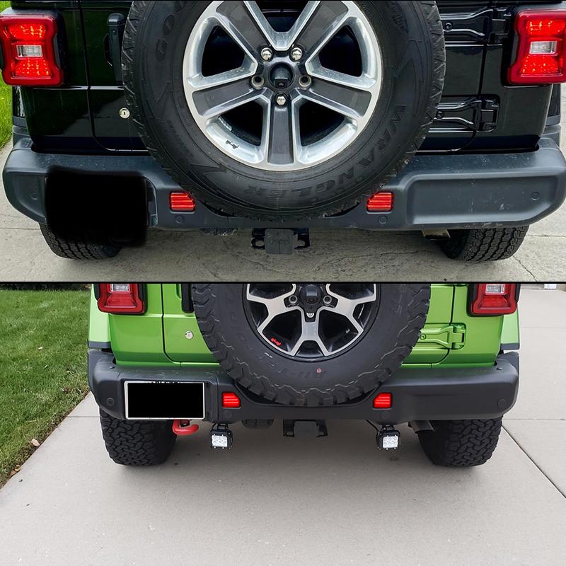 Smoked /Red Lens Car LED Bumper Reflector Lights Function as Tail/ Running Light or Rear Fog Light For 2018-up Jeep Wrangler JL