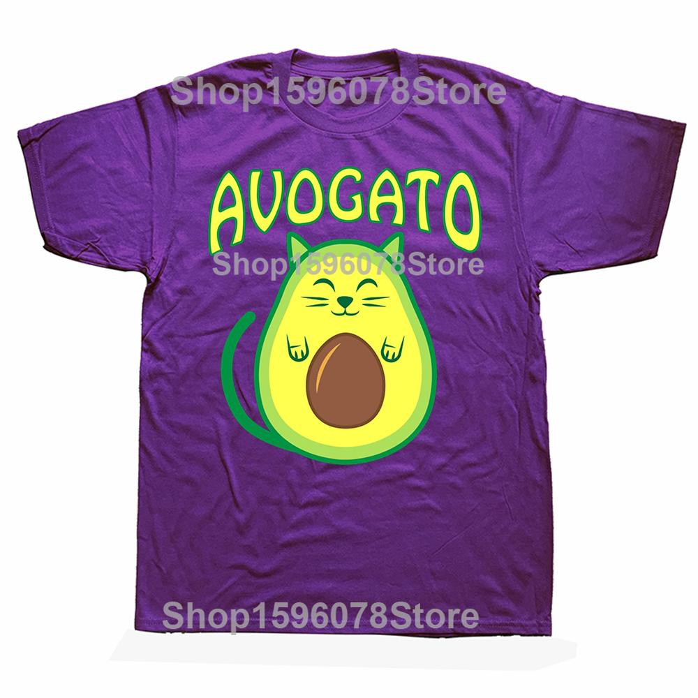 Funny Avogato Avocado Cat Cat Vegan T Shirts Men Women Pure Cotton Humor Streetwear Tee Shirt Short Sleeve Unisex Loose Clothing