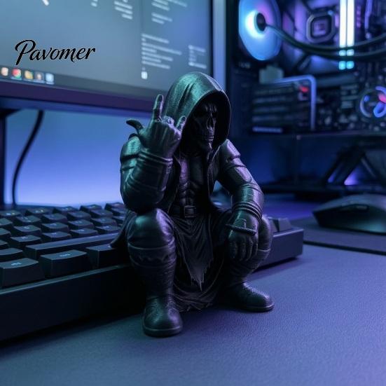 Украшение для игровой комнаты, Фигурка crouching hooded devil god, Декоративный орнамент с маской-черепом и мускулистыми линиями, Хип-хэви-метал Декор Хоп Готика