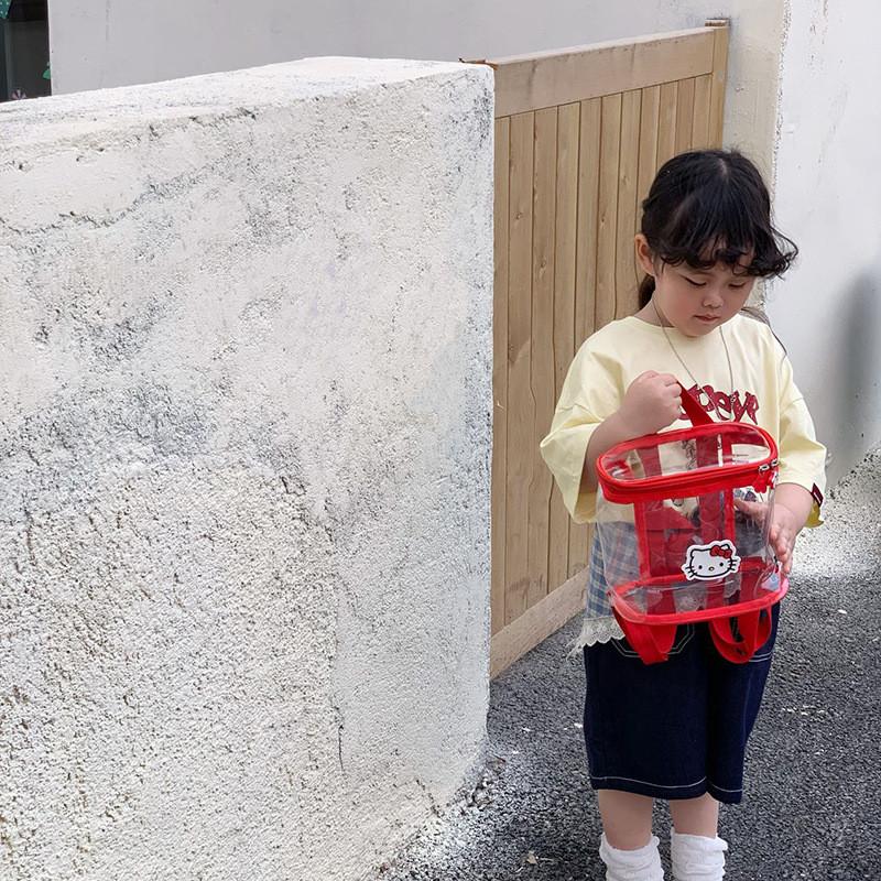 Прозрачный детский рюкзак с рисунком кошки Hello Kitty, из дышащего полиуретана, для детей детского сада