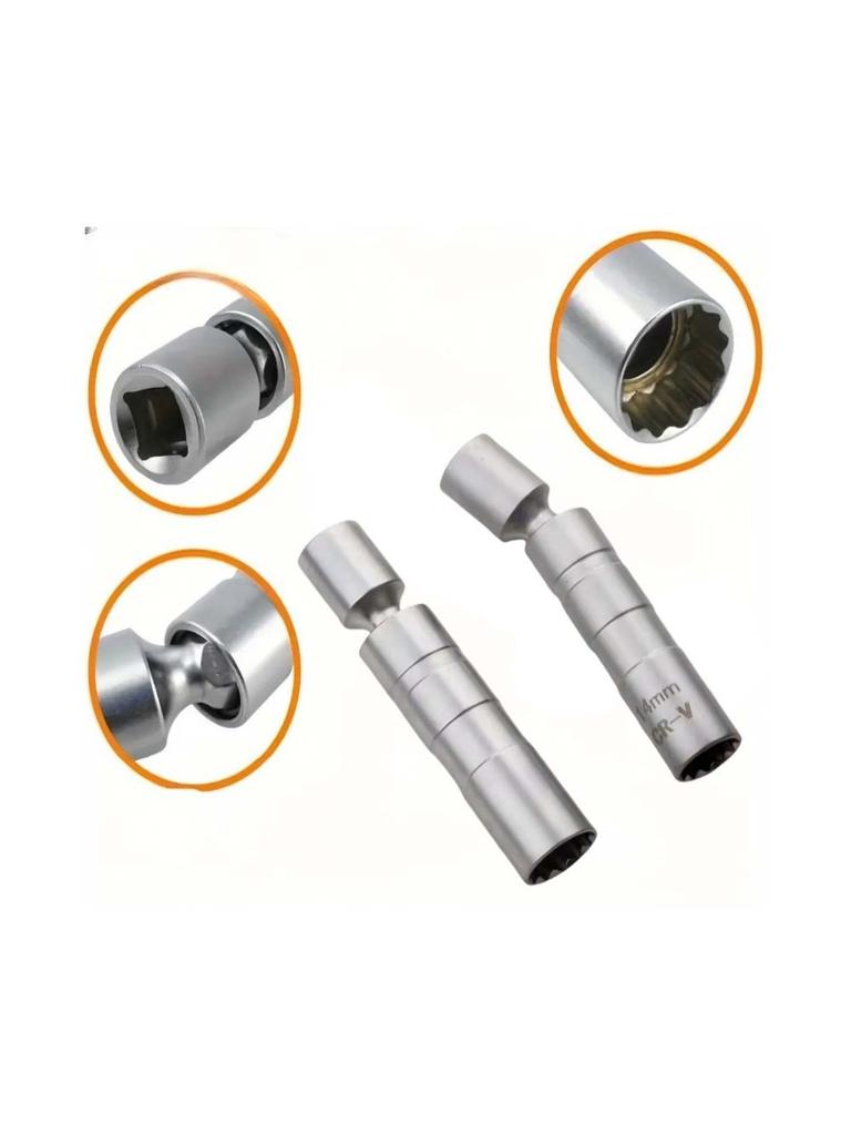 Адаптер торцевого ключа для свечей зажигания 14 мм 16 мм универсальный шарнир с магнитным гибким тонкостенным приводом 3/8" инструмент для обслуживания автомобиля