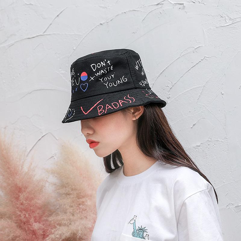 Graffiti Casual Bucket Hat Fishing Outdoor Hip Hop Caps Unisex Summer Fisherman Hats