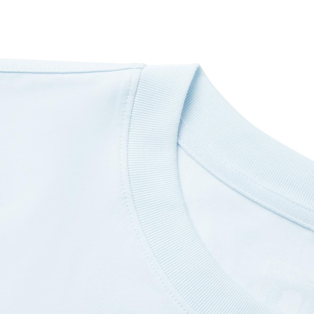 Li Ning Серия цветов Китая Повседневная Простая Однотонная Футболка с круглым вырезом и короткими рукавами Мужская футболка Народно-синий AHSV145-5