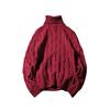 Autumn and Winter Thick High Neck Twisted Flower Men's Sweater Young Students Warm Knit Sweater Top