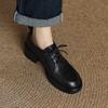 Мода 2025 Женские туфли-лодочки Весна Осень На шнуровке Круглый носок Удобные Лаконичные Лоферы из натуральной кожи Женская рабочая повседневная обувь