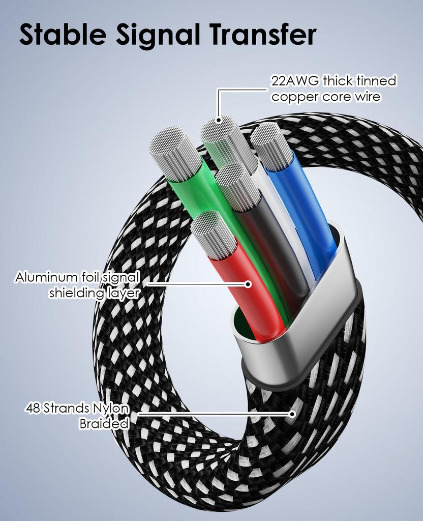 Magtame USB Type C Магнитный Автоматический USB-кабель 3A Быстрый USB Type C Прочный Двойной Нейлон ATOC Совместим с Samsung FE Кабель, Плоский, Хранение,