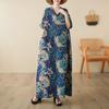 Short Sleeve Plus Size Cotton Vintage Floral New In Dresses for Women Casual Loose Long Summer Dress