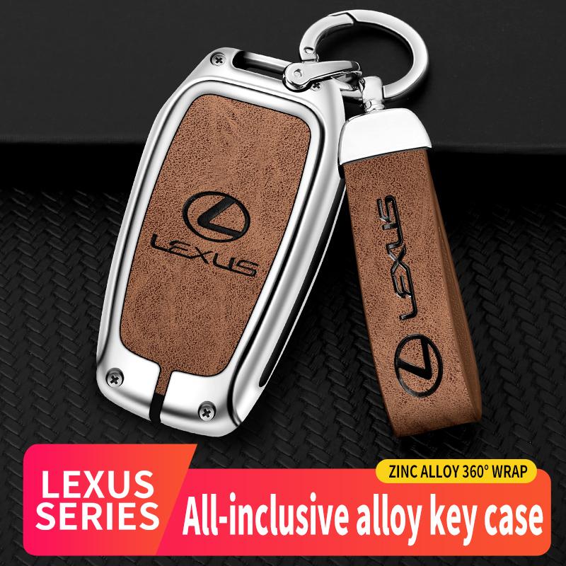 BJYL6 Interior Stickers 2/3/5 Buttons Zinc Alloy Leather Car Key Case Fob Cover Holder Keychain For Lexus LM300H LM Keyless Protection