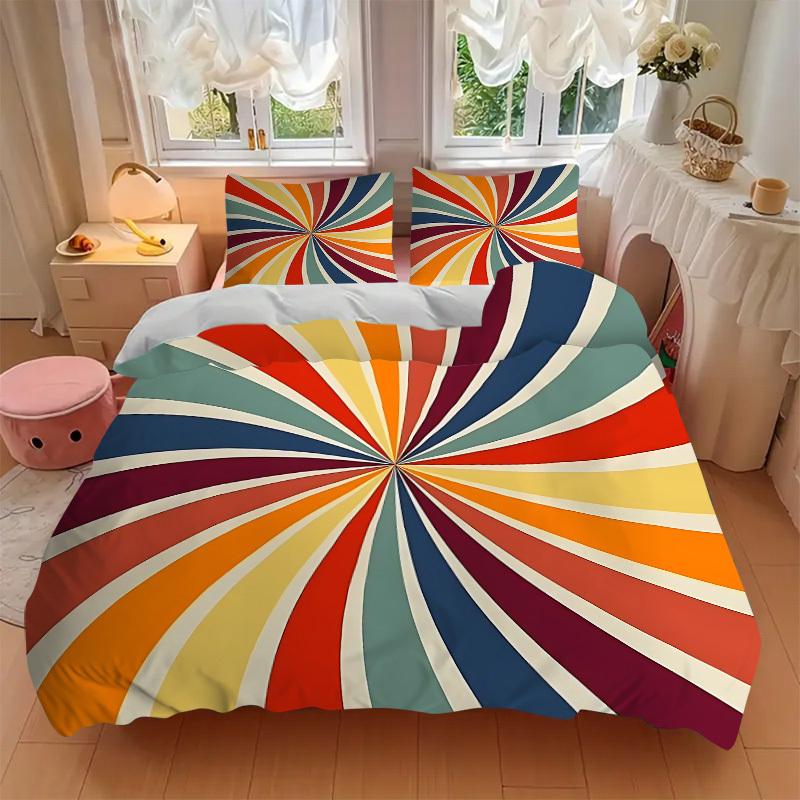 3pc Sunburst Pattern Cover Set - 1 Quilt Cover + 2 Pillowcases, All Seasons Bedroom Setting, Perfect for Home082
