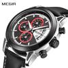 Креативные мужские часы-хронограф MEGIR Relogio Masculino, модные кожаные кварцевые наручные часы, мужские армейские военные часы